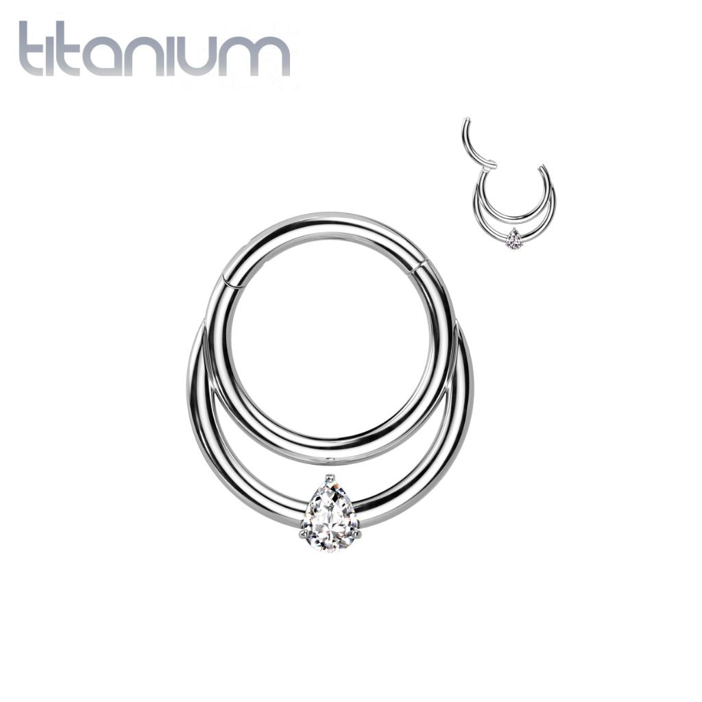 FINE4U 10G 12mm Septum Ring Jewelry - ASTM F136 Titanium Large Gauge Hoop Hinged Clicker for Septum, Lobe Stretching, Hypoallergenic Nickel Free Body Piercing FINE4U 10G 12mm Septum Ring Jewelry - ASTM F136 Titanium Large Gauge Hoop Hinged Clicker for Septum, Lobe Stretching, Hypoallergenic Nickel Free Body Piercing