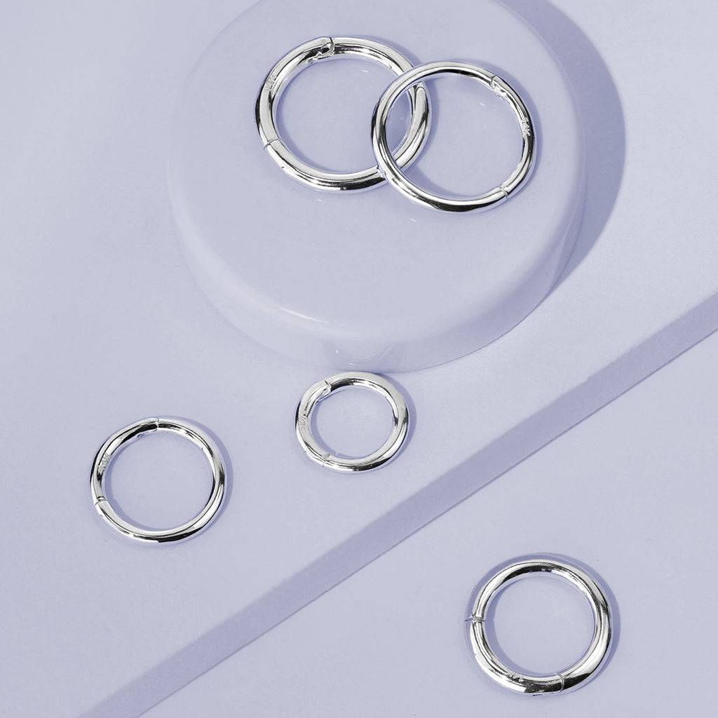 14KT Solid White Gold Hinged Segment Clicker Multi Use Hoop | Pierced ...