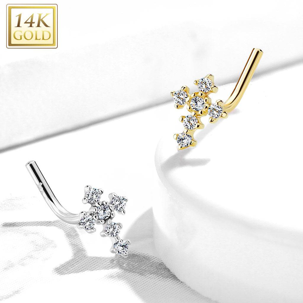 Nose Stud Ring In 14K Solid Gold, L Bend In 20g - 2mm - Foto 5