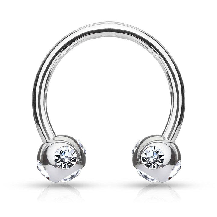 16GA Surgical Steel Horseshoe with 5 Gem Ball Ends - Pierced Universe