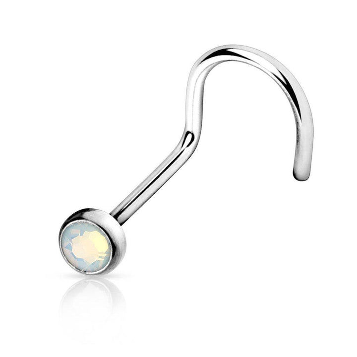 20ga 316L Surgical Steel Opalite Stone Nose Screw Stud - Pierced Universe
