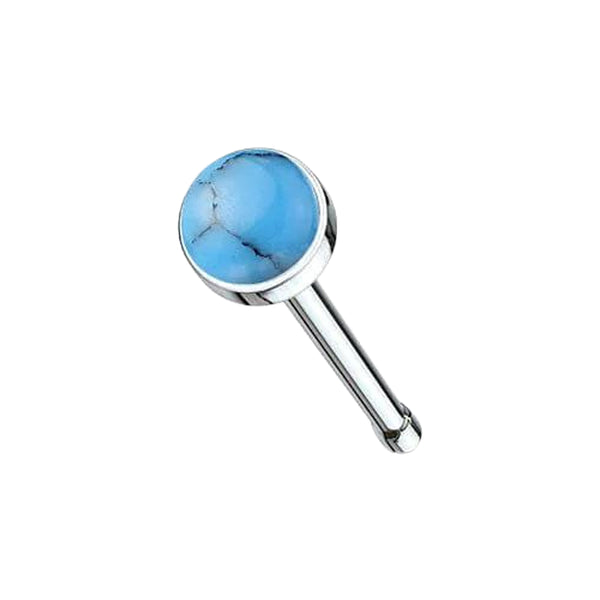 316L Surgical Steel Ball End Semi Precious Turquoise Stone Nose Stud - Pierced Universe