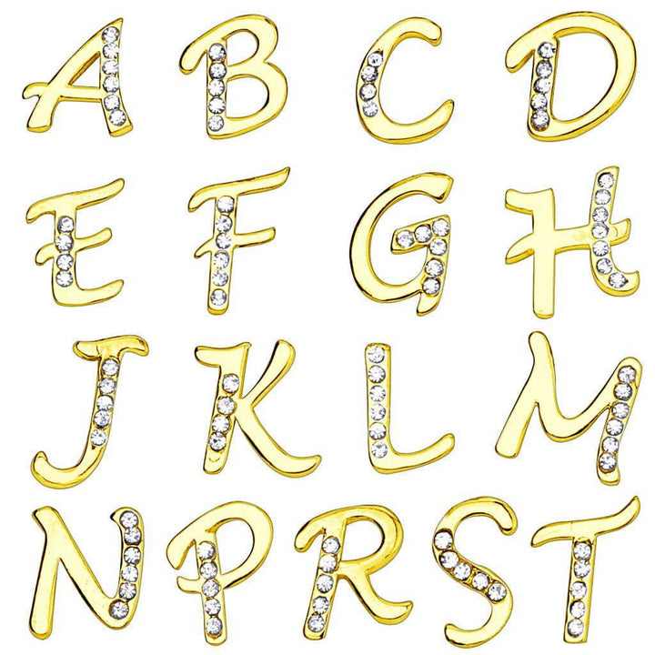 316L Gold Plated Surgical Steel Dangling White CZ Gem Initials 316L Gold Plated Surgical Steel Dangling White CZ Gem Initials