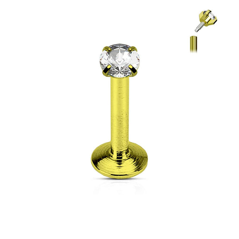316L Gold Titanium IP Surgical Steel Flat Back Internally Threaded ...