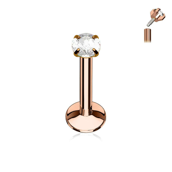 316L Rose Gold IP Surgical Steel Flat Back Internally Threaded Labret - Pierced Universe