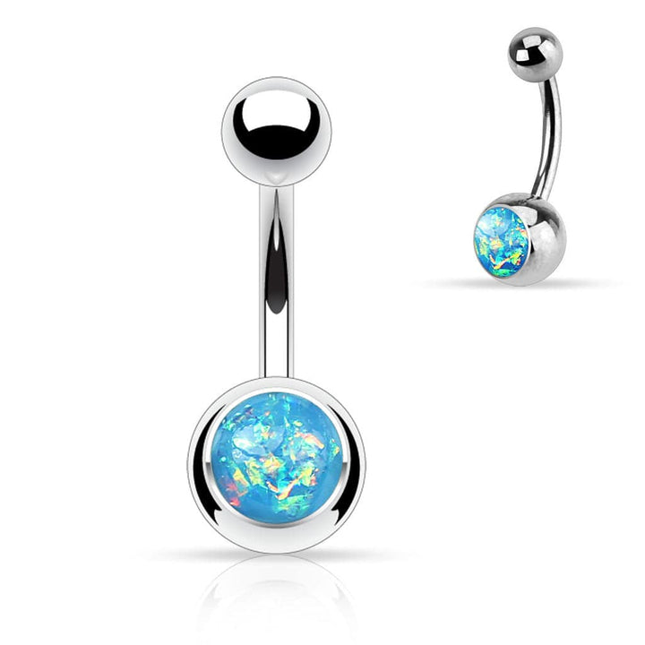 316L Surgical Steel Basic Opal Glitter Belly Button Ring - Pierced Universe