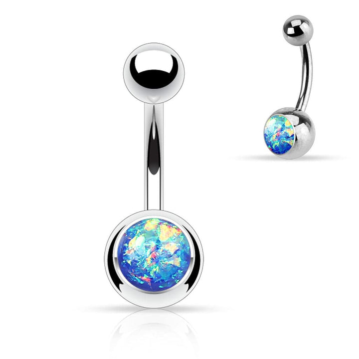 316L Surgical Steel Basic Opal Glitter Belly Button Ring - Pierced Universe