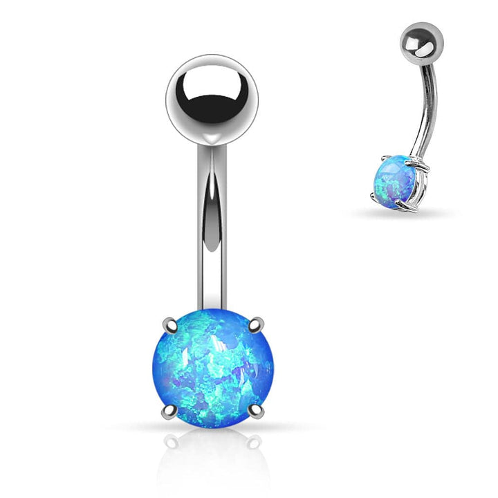 316L Surgical Steel Basic Prong Set 6mm Opal Belly Ring - Pierced Universe