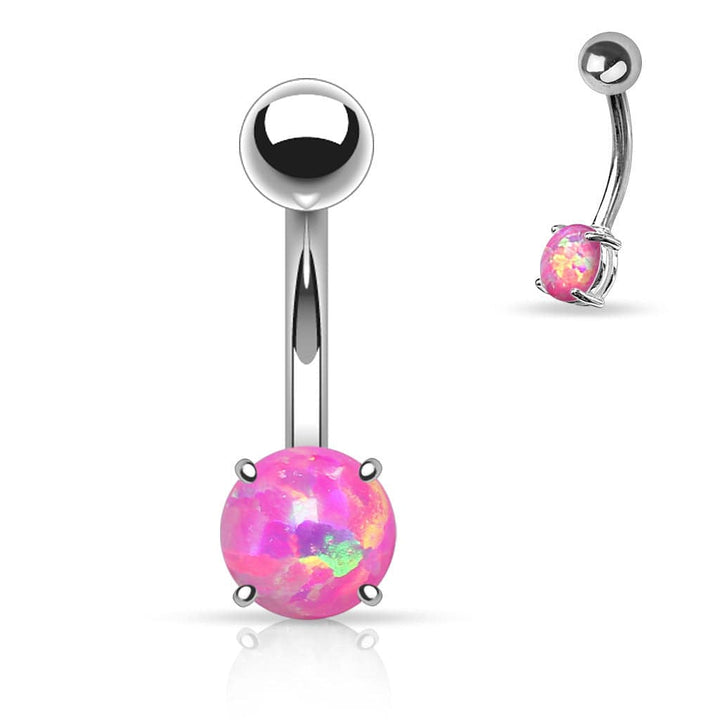 316L Surgical Steel Basic Prong Set 6mm Opal Belly Ring - Pierced Universe