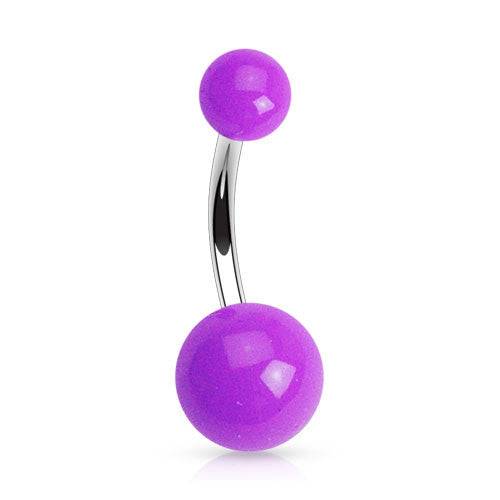 316L Surgical Steel Belly Button Navel Ring with Solid Acrylic Balls - Pierced Universe