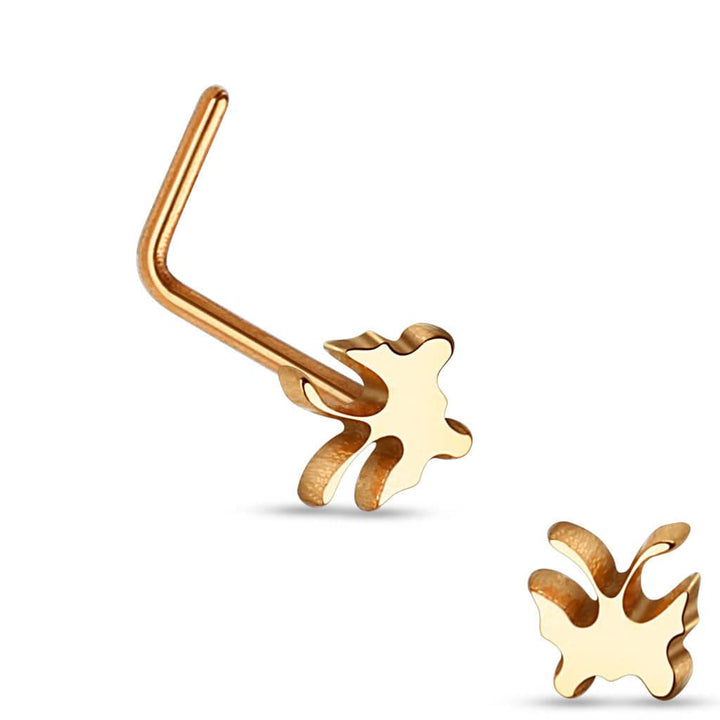 316L Surgical Steel Butterfly L Shape Nose Ring Pin - Pierced Universe
