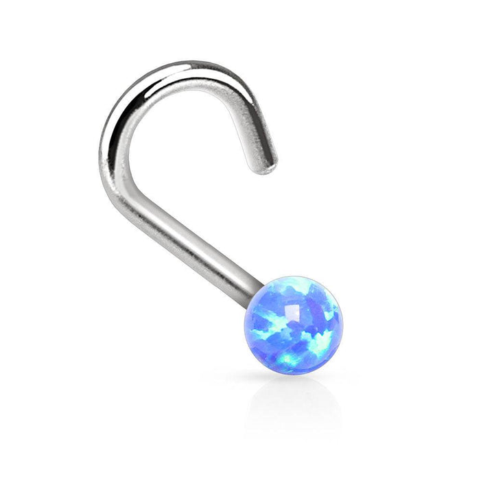 316L Surgical Steel Corkscrew Opal Ball Nose Screw Stud - Pierced Universe