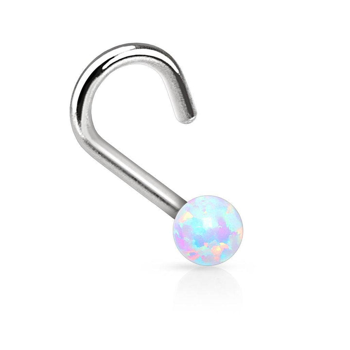 316L Surgical Steel Corkscrew Opal Ball Nose Screw Stud - Pierced Universe