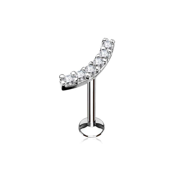 316L Surgical Steel Curve CZ Line Internally Threaded Labret - Pierced Universe