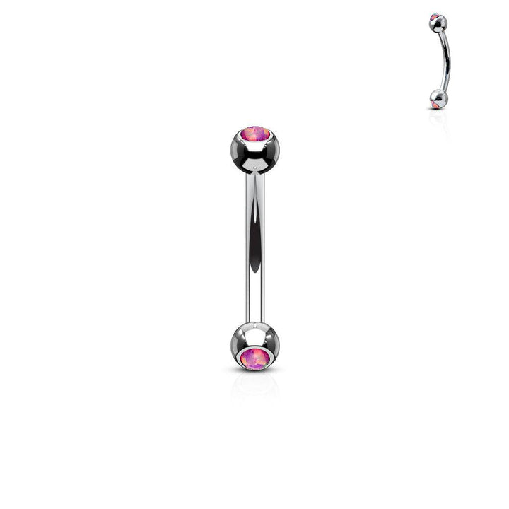 316L Surgical Steel Curved Barbell with Opal Set Gem Balls - Pierced Universe