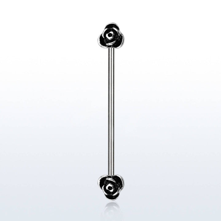 316L Surgical Steel Double Flower Industrial Barbell - Pierced Universe