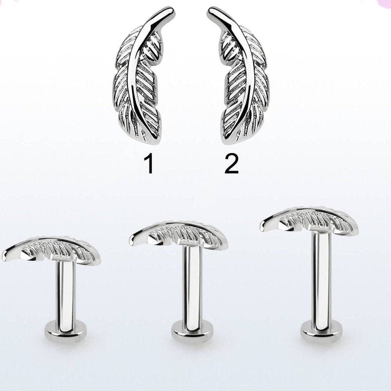 316L Surgical Steel Flat Back Leaf Labret 316L Surgical Steel Flat Back Leaf Labret