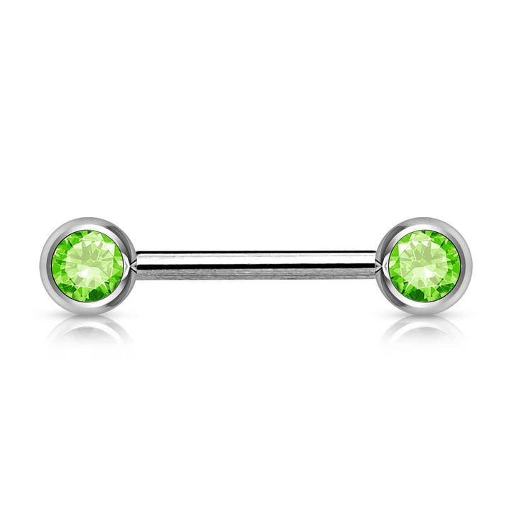 316L Surgical Steel Tanzanite CZ Ball Gem Nipple Ring Barbell