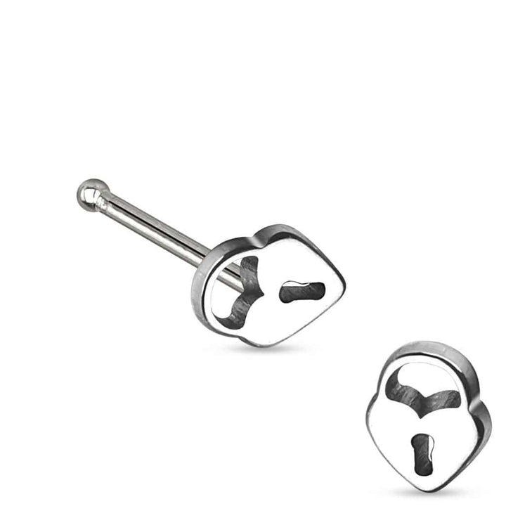 316L Surgical Steel Heart Lock Ball End Nose Bone Ring Pin - Pierced Universe