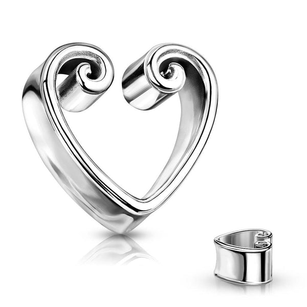 316L Surgical Steel Heart Shaped Double Flared Tunnels - Pierced Universe