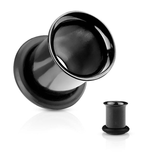 316L Surgical Steel High Polished Black PVD Single Flared Ear Gauges Tunnels - Pierced Universe