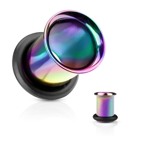 316L Surgical Steel High Polished Rainbow PVD Single Flared Ear Gauges Tunnels - Pierced Universe