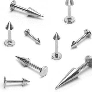 316L Surgical Steel High Polished Spike End Flat Back Labret Monroe Stud - Pierced Universe