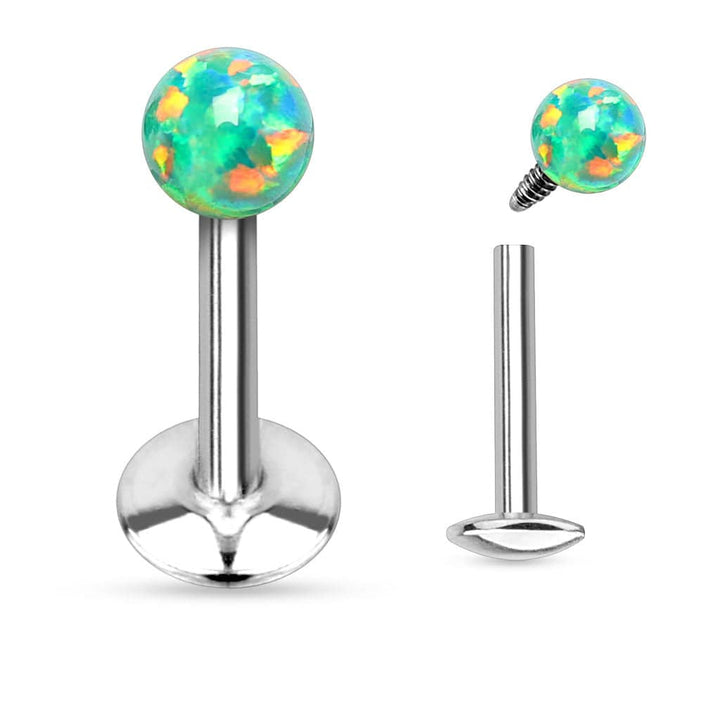 316L Surgical Steel Internally threaded Opal Ball Cartilage Tragus Labret - Pierced Universe