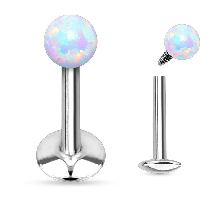 316L Surgical Steel Internally threaded Opal Ball Cartilage Tragus Labret - Pierced Universe