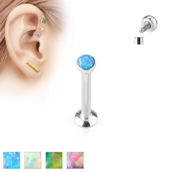 316L Surgical Steel  Internally Threaded Opal Labret - Pierced Universe