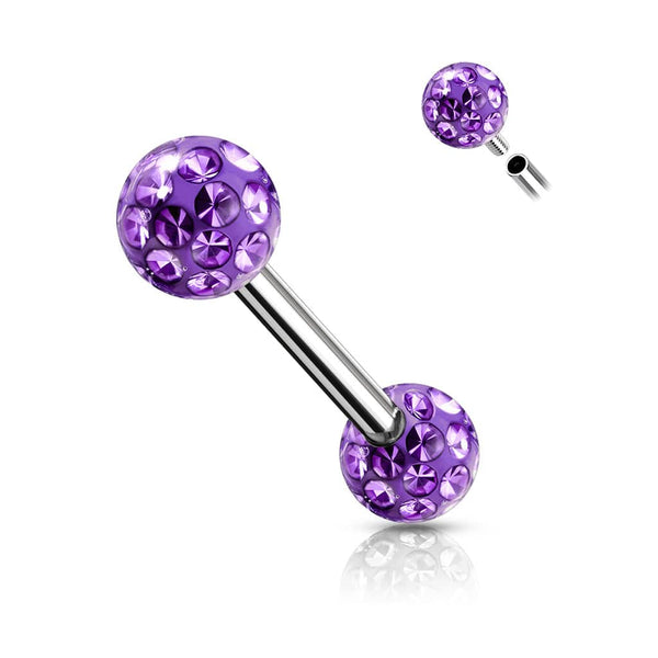 316L Surgical Steel Internally Threaded Tanzanite Shamballa Coated CZ Nipple Ring - Pierced Universe