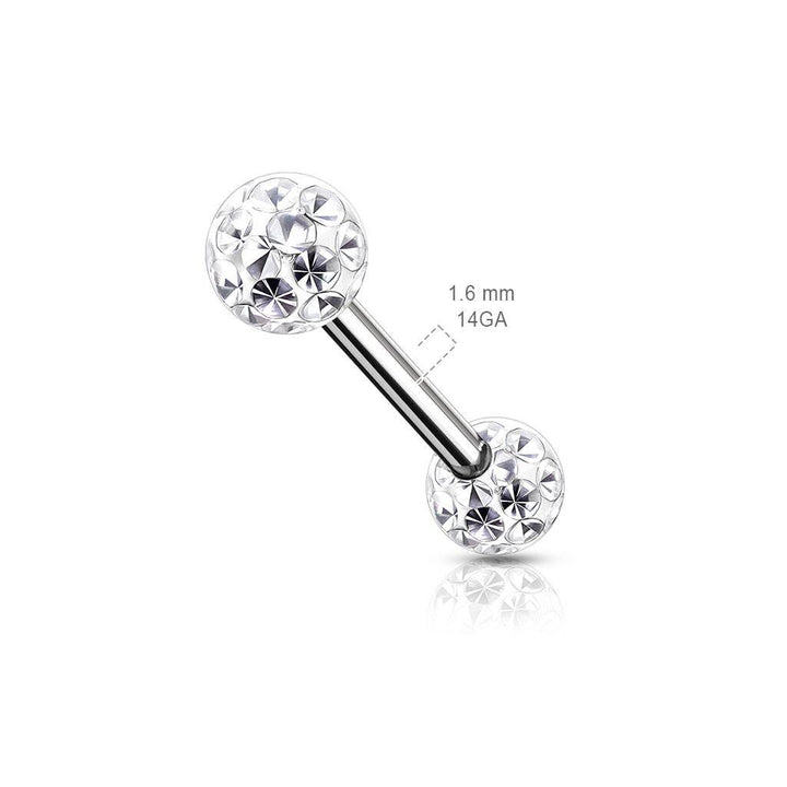 316L Surgical Steel Internally Threaded White Shamballa Coated CZ Nipple Ring - Pierced Universe