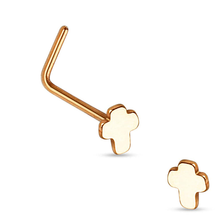 316L Surgical Steel Jesus Cross Crucifix L Shape Nose Ring Pin - Pierced Universe