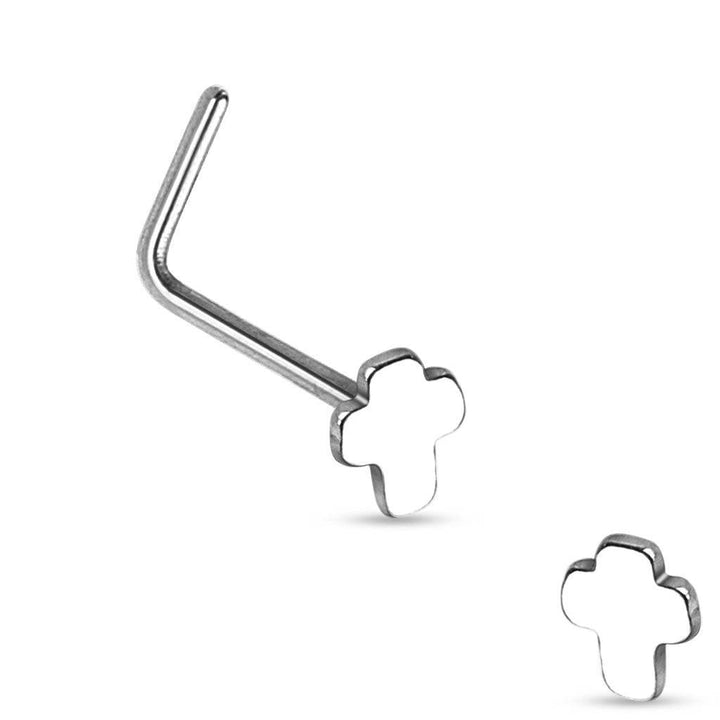 316L Surgical Steel Jesus Cross Crucifix L Shape Nose Ring Pin - Pierced Universe