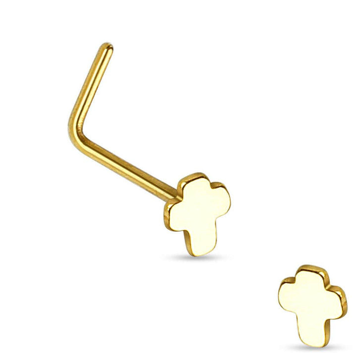 316L Surgical Steel Jesus Cross Crucifix L Shape Nose Ring Pin - Pierced Universe