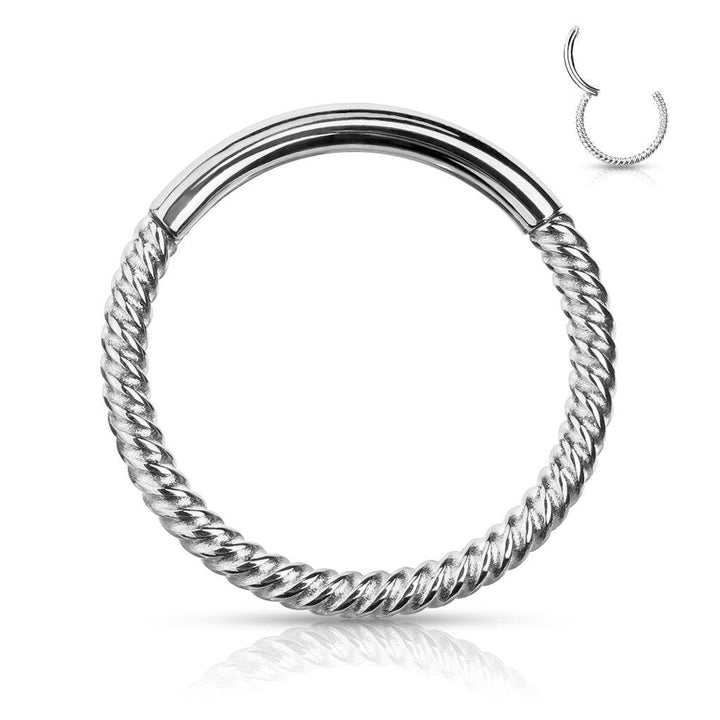 316L Surgical Steel Multi Use Braided Twisted Hinged Hoop Ring Clicker 316L Surgical Steel Multi Use Braided Twisted Hinged Hoop Ring Clicker
