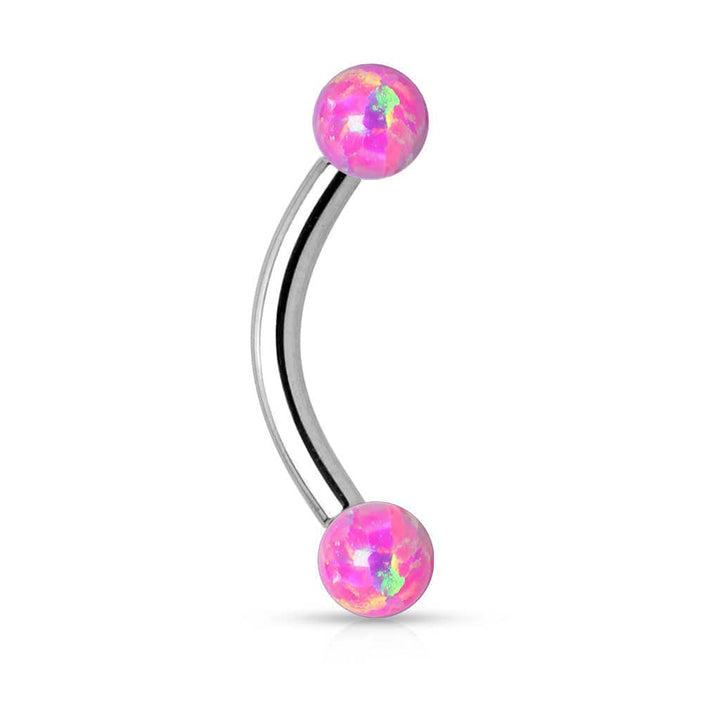316L Surgical Steel Opal Stone Curved Eyebrow Cartilage Ring 316L Surgical Steel Opal Stone Curved Eyebrow Cartilage Ring