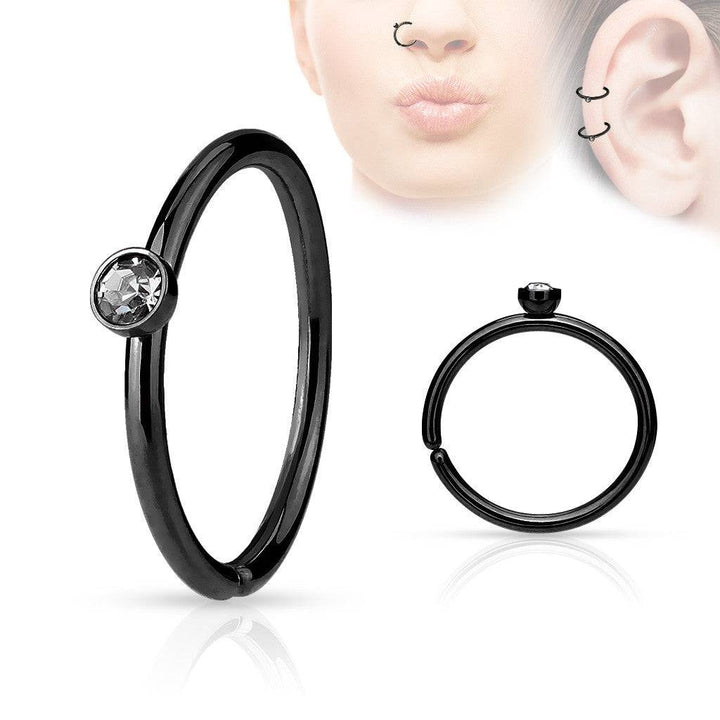 316L Surgical Steel PVD Plated with Tiny Gem Multi Use Nose Ring - Pierced Universe