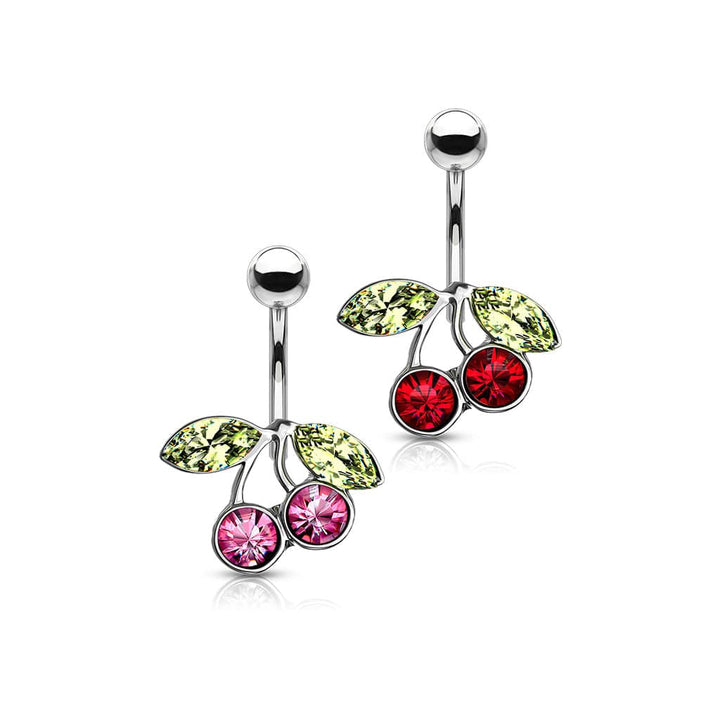 316L Surgical Steel Red Cherry Non-Dangle Stud Belly Ring - Pierced Universe