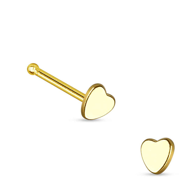 316L Surgical Steel Small Heart Ball End Nose Bone Ring Pin - Pierced Universe