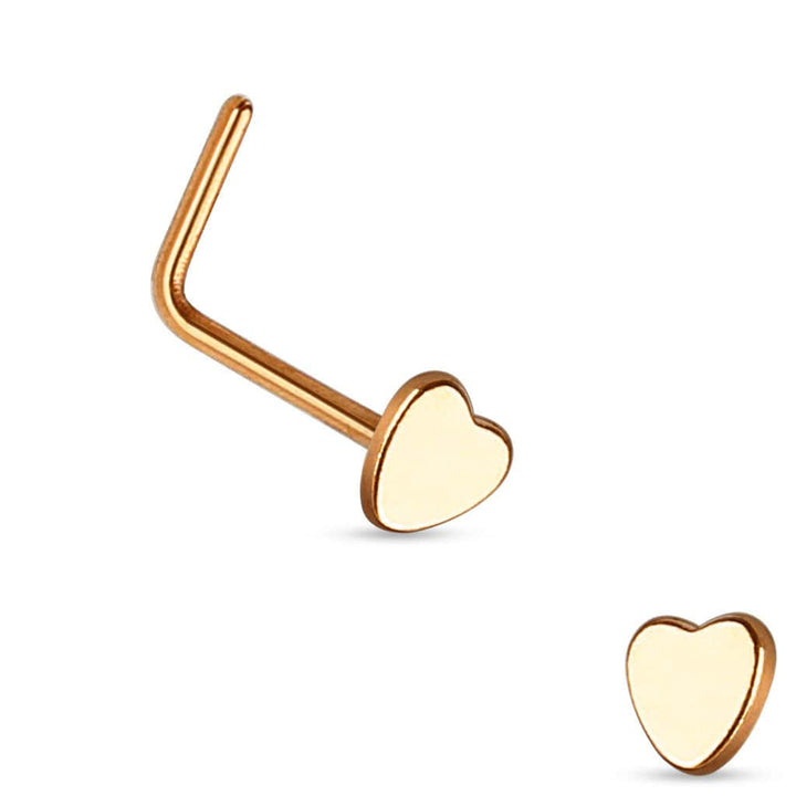 316L Surgical Steel Small Heart L Shape Nose Ring Pin - Pierced Universe