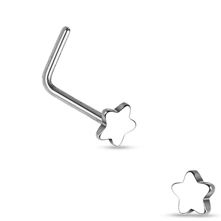 316L Surgical Steel Nose Hoop Ring with Small Star 316L Surgical Steel Nose Hoop Ring with Small Star
