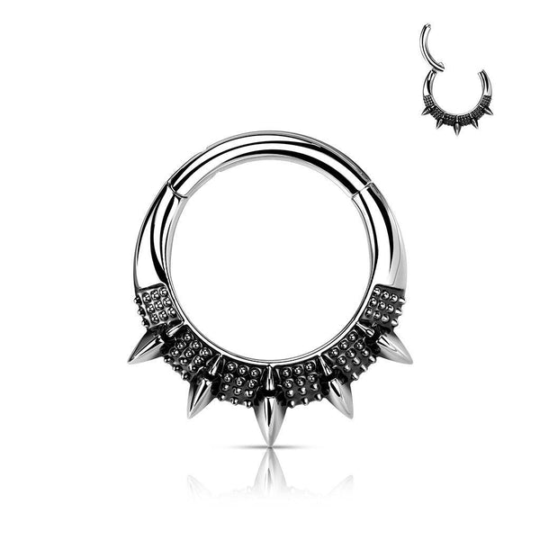 316L Surgical Steel Spike Design Septum Daith Clicker Hoop - Pierced Universe