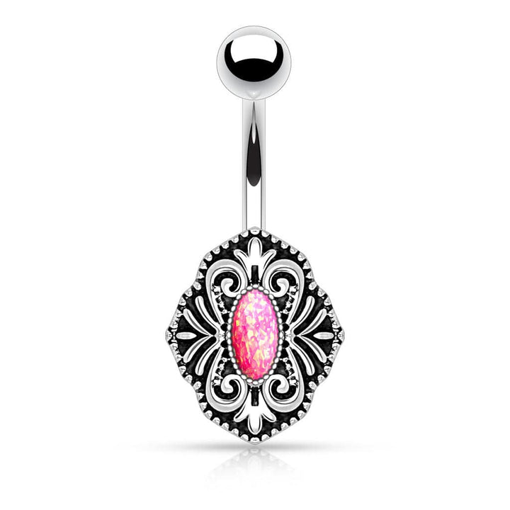 316L Surgical Steel Vintage Opal Glitter Belly Button Ring - Pierced Universe
