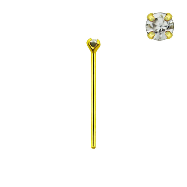 925 Sterling Silver 18kt Gold Plated Straight Bend Into an "L" Nose Ring Stud - Pierced Universe