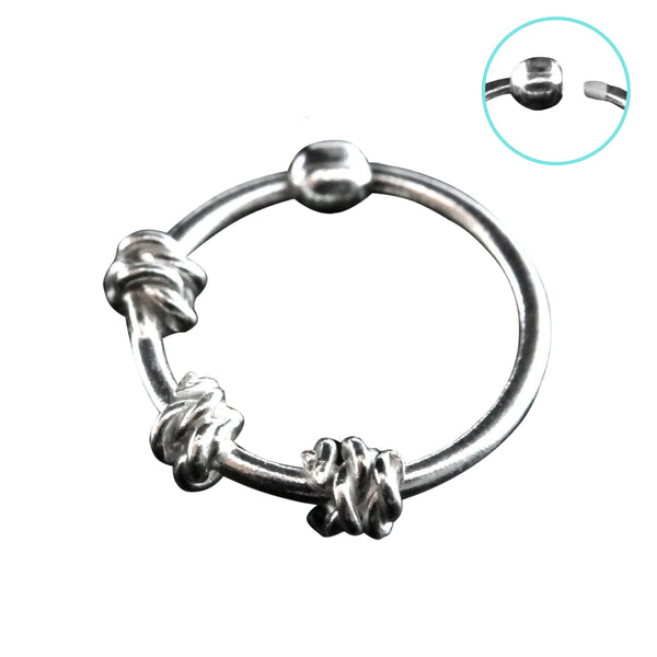 925 Sterling Silver Nose Hoop Ring with 3 Twisted Wires - Pierced Universe