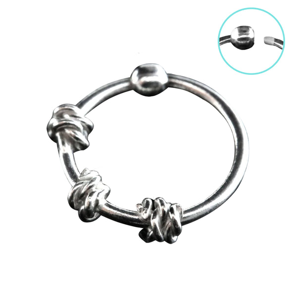 925 Sterling Silver Nose Hoop Ring with 3 Twisted Wires - Pierced Universe