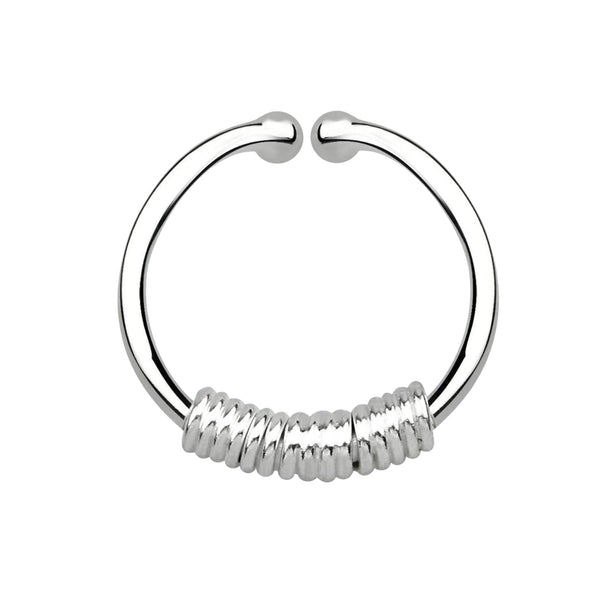 Fake Faux Clip On 925 Sterling Silver Wire Spring Nose Hoop Ring - Pierced Universe
