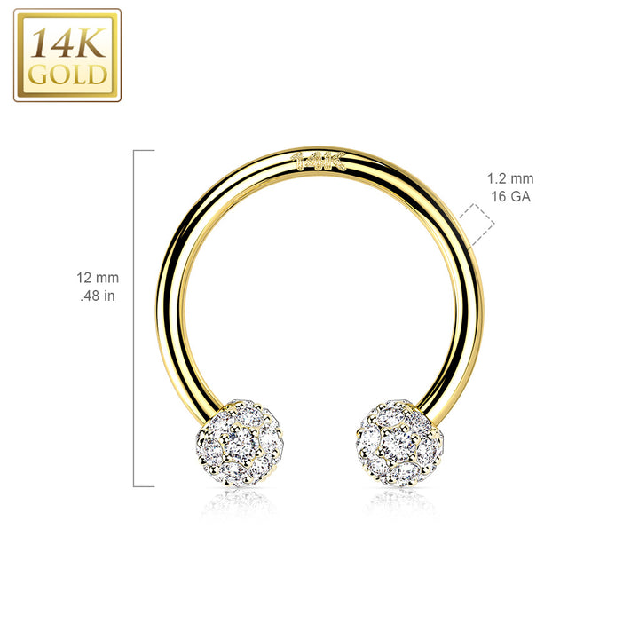 14kt White Gold White Multi CZ Cluster Horseshoe - Pierced Universe