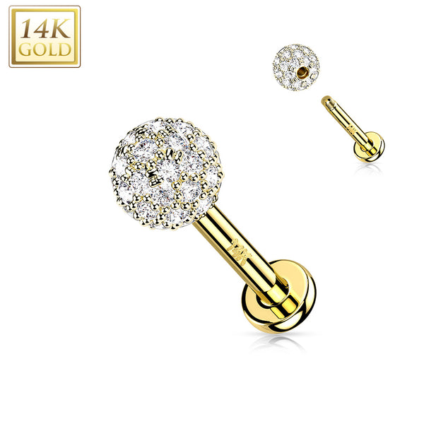 14kt Yellow Gold Multi CZ Cluster Flat Back Labret - Pierced Universe